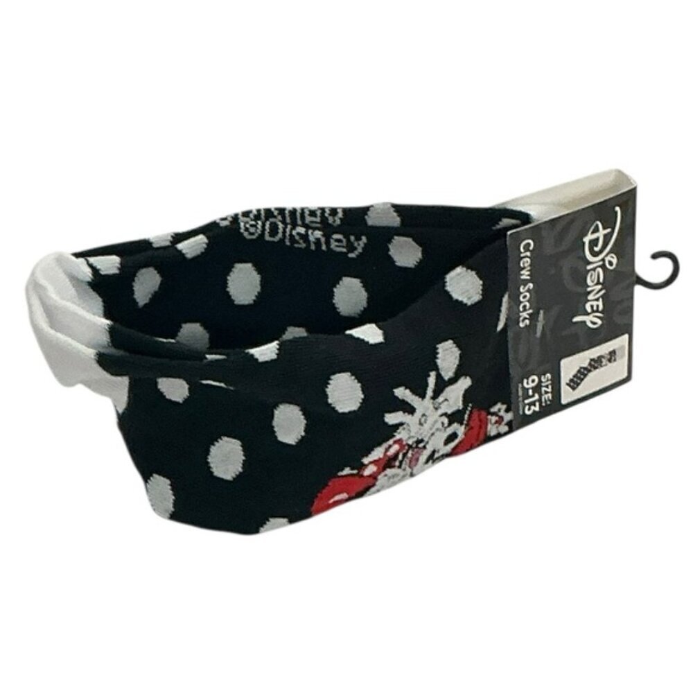 Disney Minnie Mickey Mouse Crew Socks Polka Dot Black White Crew Unisex Mens OS - Picture 8 of 16